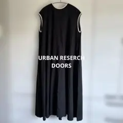 URBAN RESERCH リネン ノースリーブ ブラック ロングワンピース