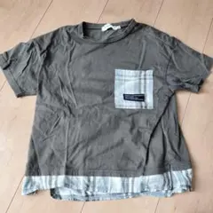 THE SHIRT チェック柄ポケット Tシャツ 130