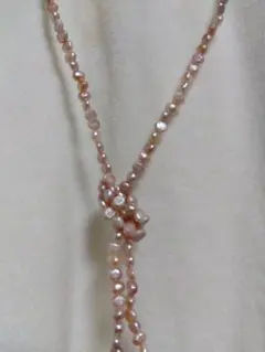 淡水パール ロングネックレス ピンク系