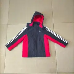 adidas フード付きダウンコート 140 赤/黒