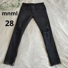 【人気】mnmlミニマルブラック黒スキニージーンズ ダメージ加工人気モデル28