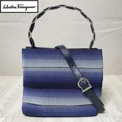 ほぼ 未使用 フェラガモ ヴァラ 2WAY メタルハンドル ハンドバッグ