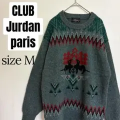 昭和レトロ風　CLUB Jurdan paris 総柄 ウールニット セーター