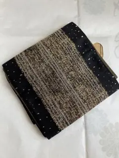 は*み様 袋帯 黒と金のストライプ