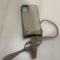 レザー風 携帯ケース ストラップ付き　（iPhone11用）　モカ