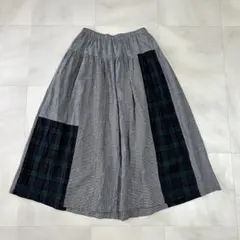 書生絣、手織り久留米絣ワイドギャザーパンツ☆ハンドメイド☆着物