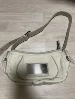 美品】Matin Kim ビッグロゴ ショルダーバッグ シルバー - メルカリ