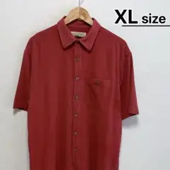 USA古着　シルクシャツ　半袖　XL　レッド　赤　ISLAND REPUBLIC