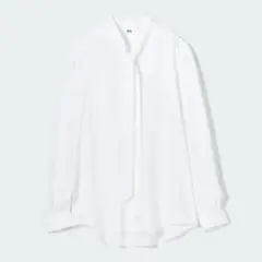 新品 UNIQLO レーヨンボウタイブラウス S 白