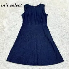 【美品】 m's select ノースリーブ ひざ丈ワンピース 38 ネイビーのサムネイル