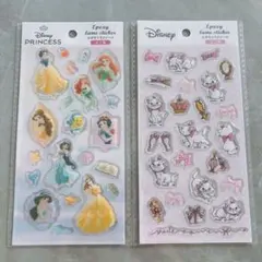＊ディズニー マリーちゃん＆プリンセス エポキシラメシール ぷっくりシール２枚＊