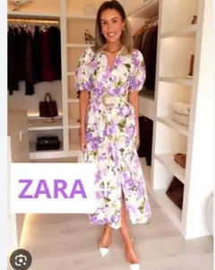 新品/美品】zara 小花柄パフスリーブワンピース リゾートワンピ 高橋 