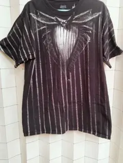 ナイトメアビフォアクリスマス　ストライプ　グラフィックTシャツ　黒