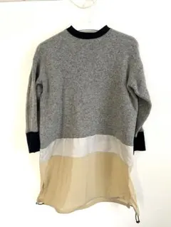 TOGA PULLA トーガ グレー/ベージュ 長袖ウール/異素材トップス