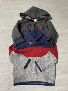 【babyGAP】男の子 90cm 秋冬トップス2点＋おまけショートパンツ付き