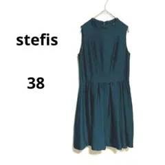 【ステフィス】 stefis 艶感タックフレアワンピース 深緑 38 結婚式