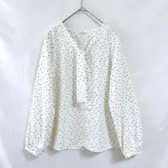 【グラシア】ボウタイブラウス 総柄ドット 長袖（M） とろみ フェミニンのサムネイル