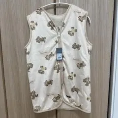 クマ柄 ベージュ 中綿ベスト 100cm