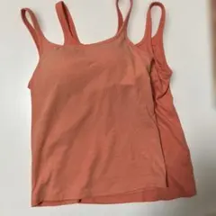 UNIQLO レディースMサイズ２枚オレンジ リブ編み カップ付き タンクトップ