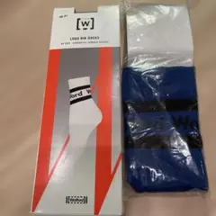 ウォルフォードwolford ロゴ入りリブソックス　ブルー