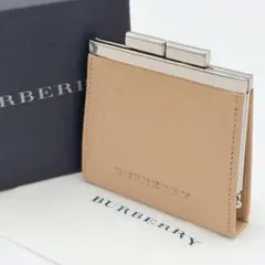 箱付 極美品 バーバリー がま口 ロゴ型押しチェック コインケース 小銭入れ