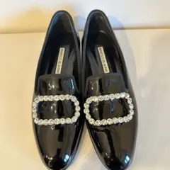 Manolo Blahnik ビジュー付きローファー ブラックのサムネイル