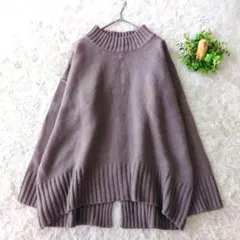 ナイスクラップ　オーバーサイズニット ハイネック ブラウン　プルオーバー