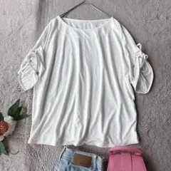 美品(F)オーバーサイズTシャツ/半袖/プルオーバー/ラウンドネック/大きいのサムネイル