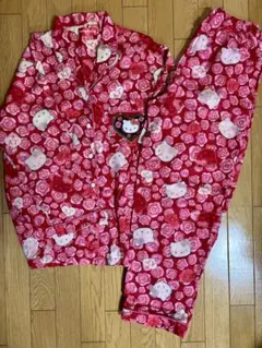 【極美品】ハローキティ バラ柄 パジャマ 上下セット 綿100% M〜L相当