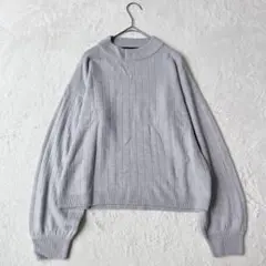 ダブルクローゼット| モックネック クロップドニット【F】ポワン袖 アイスグレー