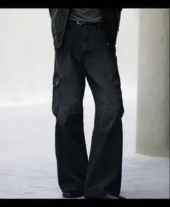 WYM VINTAGE WASHED DENIM CURVED CARGO L