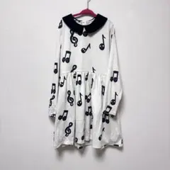 mini rodini 長袖　音符　ワンピース　10-11Y ミニロディーニ