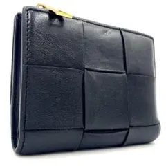 ボッテガヴェネタ 二つ折り財布 カセット マキシイントレ レザー ブラック