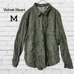 レア✨Velvet Heart 【M】カーキ　長袖　シャツ　コーデュロイ　秋冬