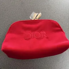 Dior レッド ベロア　ポーチ