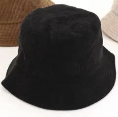 【新品未使用品】コーデュロイ　バケットハット　黒　冬物売り尽くしセール