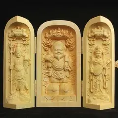 【毘沙門天/木彫り】神様 置物 縁起物 彫刻 希少 毘沙門天 高さ25cm 桧製 木彫り 仏像 : 仏像と縁起物の専門店 龍