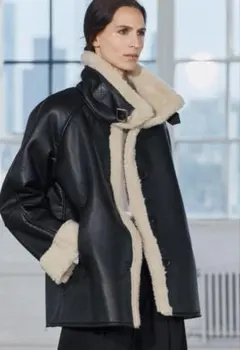 【美品】ZARA ZWコレクション　リバーシブルジャケット　ブラック　S ZARA リバーシブルレザージャケット Sサイズ 2024新作 ZW