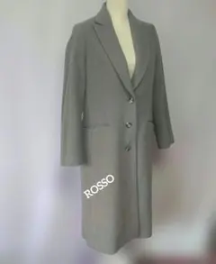 美品☆ROSSO♡カシミヤ混シトログレー ロングコート 3つボタン