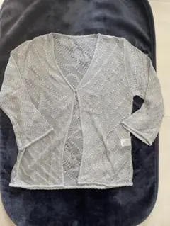 J&R グレー レース編み カーディガン 長袖