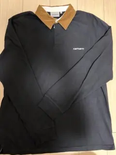 カーハート コーデュロイ ロゴ ラガーシャツ 長袖 ポロシャツ 黒 L