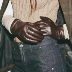 ZARA 100% レザー 手袋 刺繍