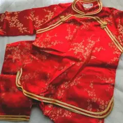 チャイナ服 赤 上下セット お祝い コスチューム 子供用 110cm~