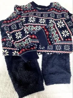 ユニクロ キッズ パジャマ 120サイズ ネイビー　フリース生地