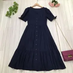 ブルーレーベルクレストブリッジ 紺 ワンピース チュニック 36 バーバリー