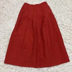 GIANNI LO GIUDICE スカート34美品オレンジ 上品膝丈大人コーデ