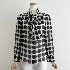 ナラカミーチェ ドット柄 シフォン シアー リボン ブラウス サイズ0