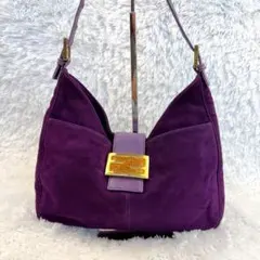 極希少カラー　FENDI マンマバケット　肩掛け　パープル　金具　スエード　ラメ