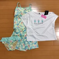 【新品未開封】Pink-latte トロピカル柄水着+Tシャツ＋スカートセット