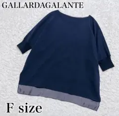 美品✨GALLARDAGALANTE ハーフジョーゼットコンビブラウス　紺のサムネイル